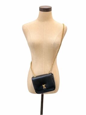 Paloma Picasso Black Leather Crossbody with Gold Chain and 'X' Accent